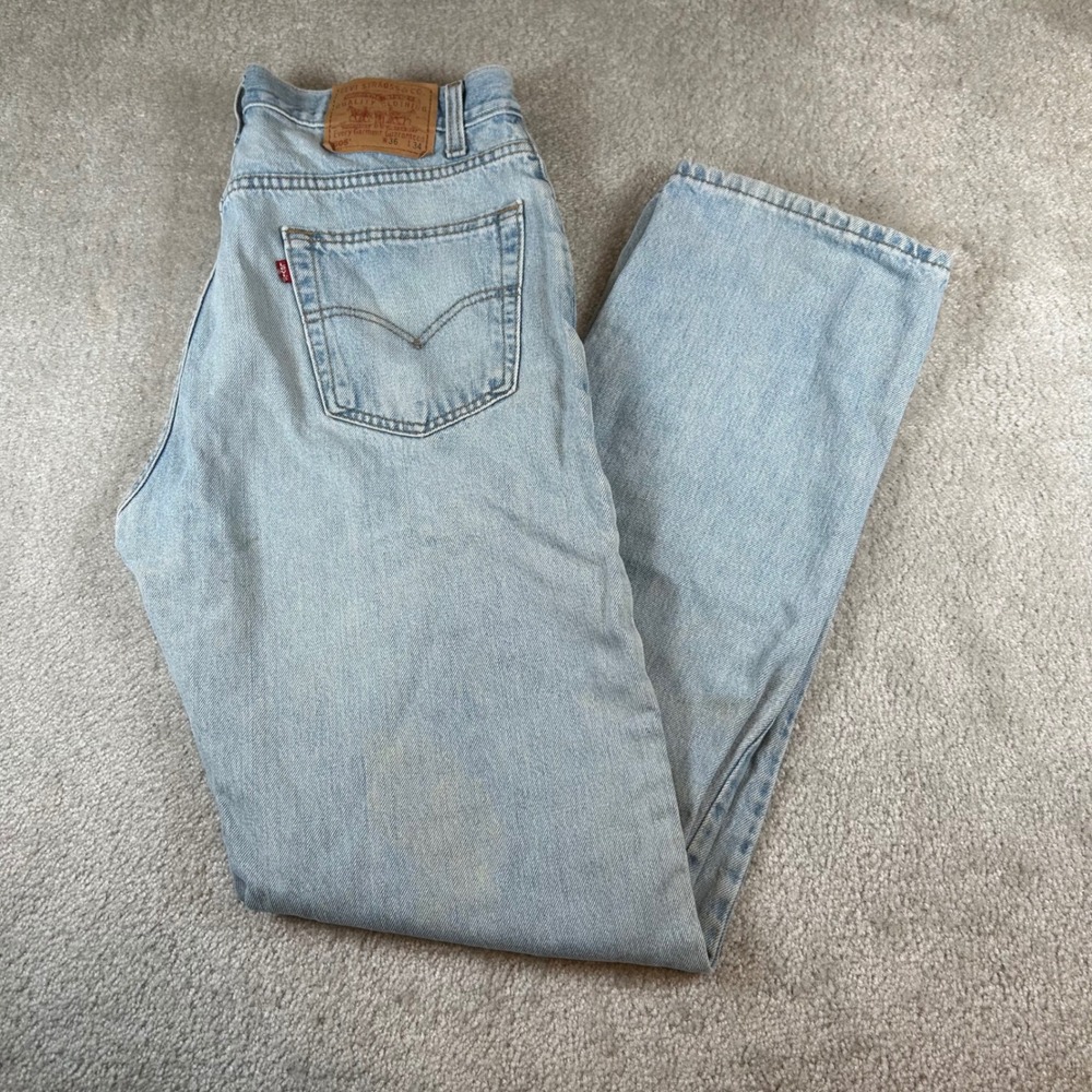 Vintage 90s Levis 505 Regular Fit‎ Jeans Mens 34x34 Light Wash Blue Straight Leg